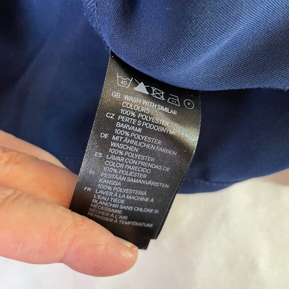 H&M Size 6 Fit & Flare Mini Dress Navy Button Down V Neck Long Sleeves - Picture 12 of 12